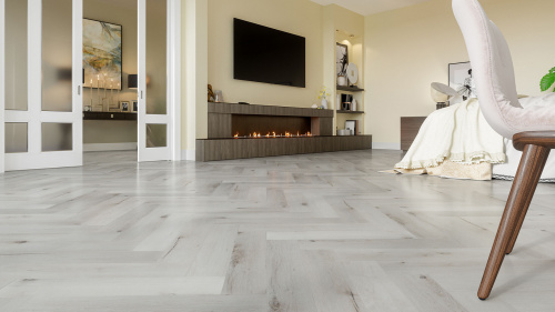 Кварцевый ламинат Fargo Паркет Английская ёлка 33-DL1601 Дуб Снежный