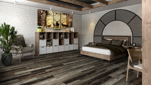 Кварцевый ламинат Damy Floor Family SPC Дуб Рустикальный Черный Rustic Black Oak