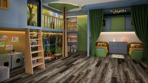 Кварцевый ламинат Damy Floor Family SPC Дуб Рустикальный Черный Rustic Black Oak